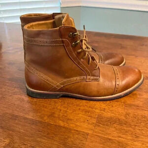 Kunsto Men’s Leather classic Brogue Lace Up Boots Cap Toe size 12